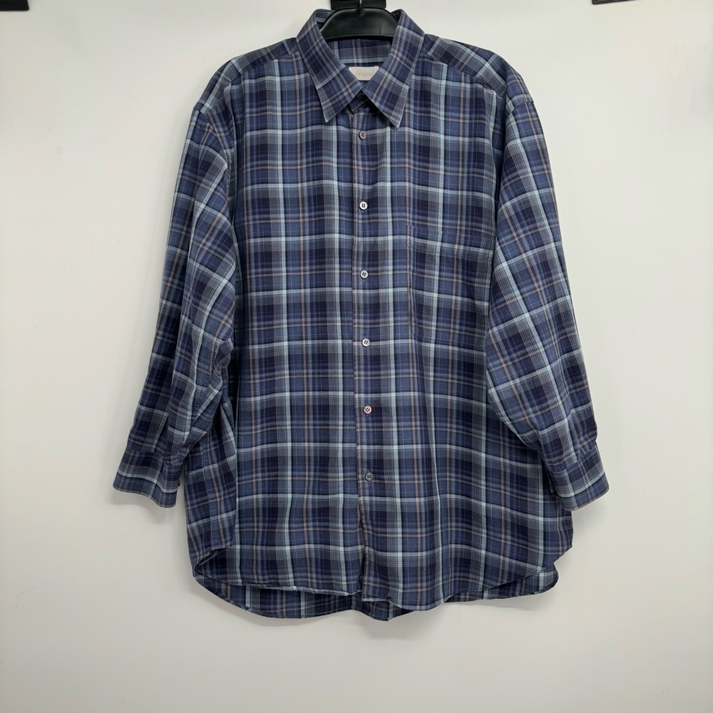 Brioni Button Down Dress Shirt Men's XL Plaid Long Sleeve 100% Cotton Italy